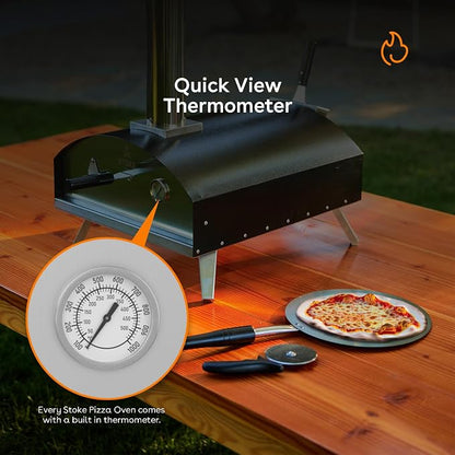 Stoke 13 Inch Outdoor Pizza Oven – Wood Pellet Portable Pizza Oven for Backyard, Camping, or Tailgating – Stainless Steel Multi-Fuel Oven with Pizza Stone & Accessories
