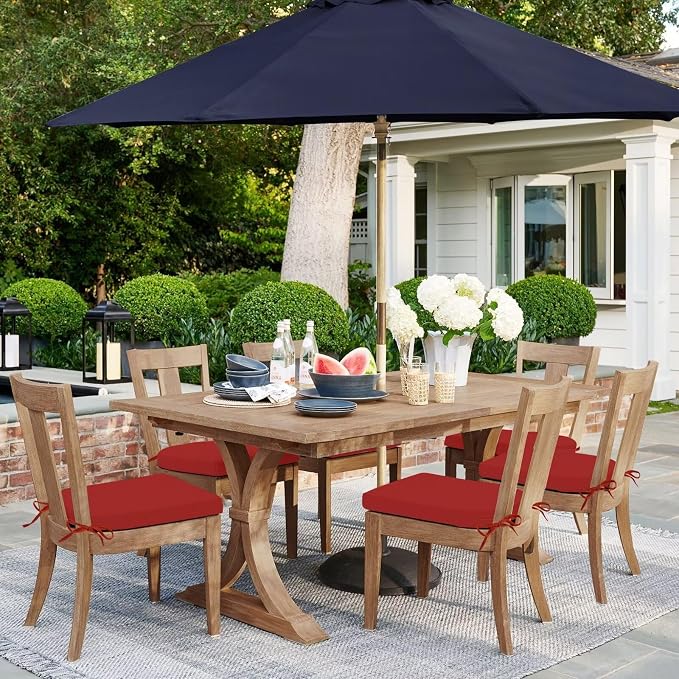 HARBOREST Outdoor Chair Cushions Set of 6, Water Resistant Patio Chair Cushions with Ties, Outdoor Seat Cushions for Patio Furniture, 17"x16"x2", Burnt Orange