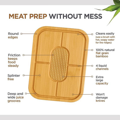 Personalized Cutting Board - Custom Engraved Bamboo Meat Carving Board with Spikes + Juice Groove, BBQ Grill Cutting Board Gift for Dad, Grandpa, Men, Fathers Day, Birthday, Grilling Accessories