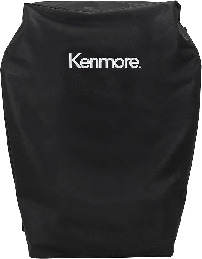 Kenmore 33 Inch Gas Grill Cover for Outdoor Grill, Universal BBQ Grill Cover for 2- and 3-Burner Gas Grill, Weatherproof, UV- and Fade-Resistant with Hook & Loop Straps, Black
