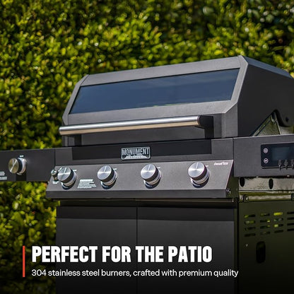 Monument Grills Denali Series, 4-Burner Liquid Propane Gas Smart bbq Grill Denali 425 with Cooking Plate(2 Items)