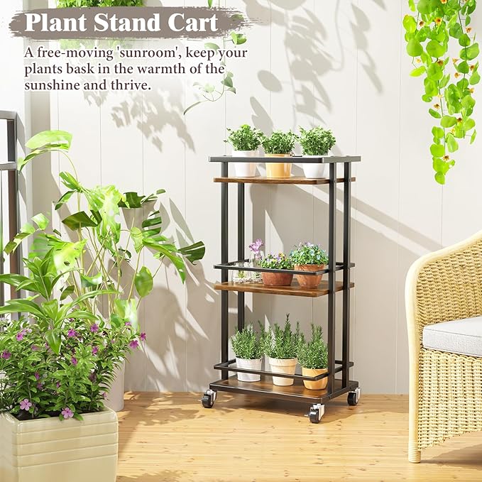 OKZEST 3-Tier Bar Cart for Home, Mini Rolling Liquor Cabinet & Serving Cart | Small alcohol coffee bar cart for party, Holds wine, liquor, beverage, glassware, shaker, coffee supplies, Rustic farmhouse