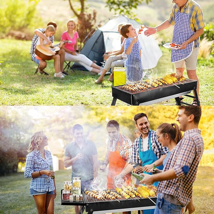 Portable Charcoal Grill with Side Table– Foldable Tabletop BBQ Grill for Outdoor Cooking, Camping, Picnics & Travel | Compact & Lightweight| Smoky Flavor & Easy to Clean