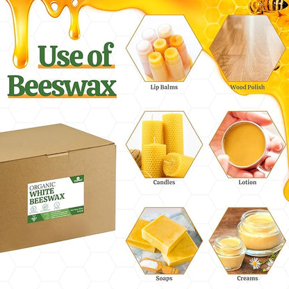 YASNAY White Beeswax Pellets 10LB, Organic Beeswax, Beeswax for Candle Making, Body, Skin Care DIY, Lip Balm and Soap Making Supplies