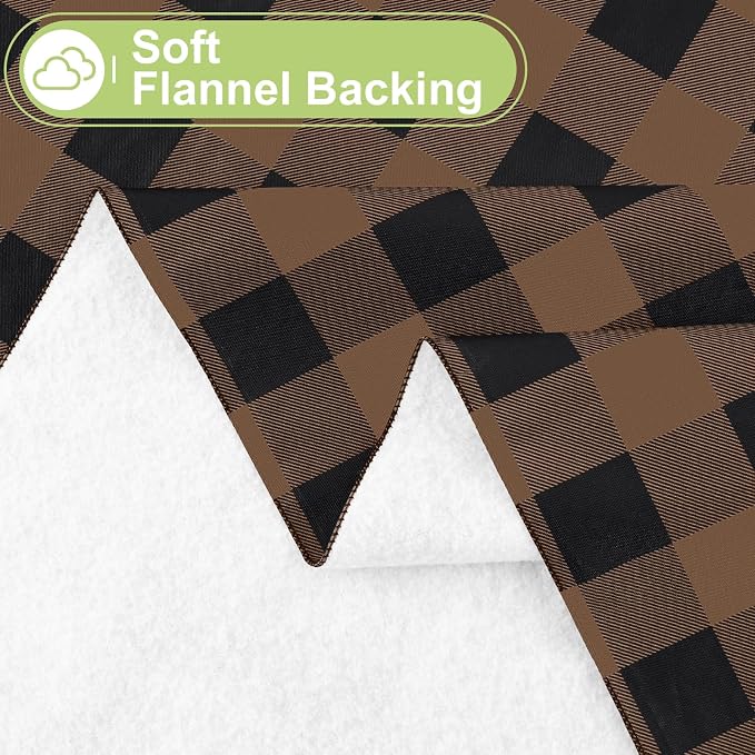 Smiry Picnic Table Cloth, Vinyl Tablecloths with Flannel Backing, 52"x70" | Waterproof Rectangle Table Cloth, Wipeable Buffalo Plaid Table Cover for Indoor and Outdoor (Black & Brown)