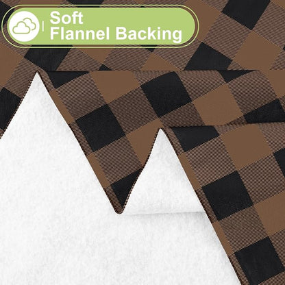 Smiry Picnic Table Cloth, Vinyl Tablecloths with Flannel Backing, 60"x84" | Waterproof Rectangle Table Cloth, Wipeable Buffalo Plaid Table Cover for Indoor and Outdoor (Black & Brown)