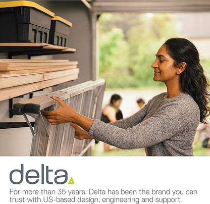 Delta Heavy Duty Lumber Storage Rack Cycle, Holds Up to 800 lbs - Easy to Install Wood Storage Rack with Fully Adjustable Arms - Steel Construction Storage Solution for Garage, Basement & Pantry