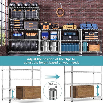 M MZG 1750 LBS Storage Shelves 5-Tier Utility Shelving Unit Steel Organizer Wire Rack for Home,Kitchen,Office,Garage, Capacity 17.7" D x 47.2" W x 72.3" H (Pack of 2)