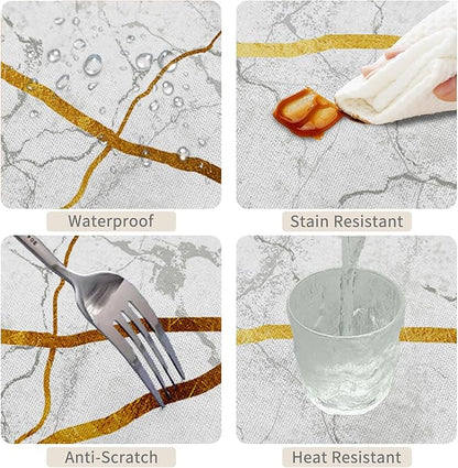 54x78inches Marble Tablecloth Gray Gold White Marble Texture Rectangle Tablecloths Waterproof and Stain Resistant Table Cloth Cover for Kitchen Dining Room Buffet Party Outdoor Tabletop Decor