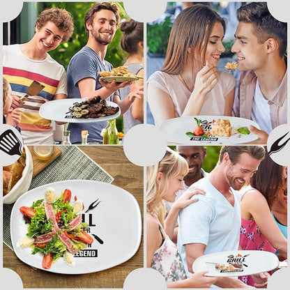 R HORSE Melamine Grill Platter Gift, BBQ White Oval Serving Tray Plate | Christmas, New Year, Birthday Gift for Men, Boyfriend, Husband, Ideal for Appetizer Dessert Charcuterie Outdoor Indoor Party