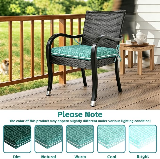 COZYVIDA Outdoor Chair Cushions Set of 4, 20"x20" Square Seat Pads with Tie Straps and YKK Zippers, 30D High-Density Foam, Water-Resistant Fabric,UV-Resistant 1000+ Hrs