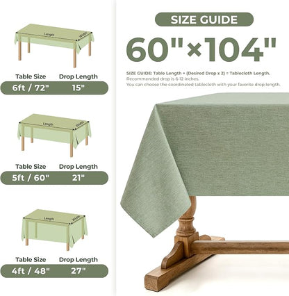 Decorelia Faux Linen Farmhouse Table Cloth 60"x104" for 6 ft Rectangle Table, Denim Blue Waterproof Outdoor Washable Cloth Tablecloth for Rectangular Dining Room Kitchen Outdoor Party Restaurant Decor