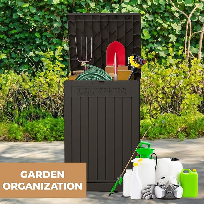 55 Gallon Package Delivery Box for Outside,Weather Resistant UV Protection Resin Outdoor Storage Parcel Box for Porches, Front Door,Balconies,Garages