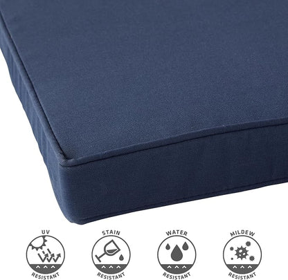 Outdoor 18 inch Square Patio Dining Chair Pads – Comfortable Fiber-Filled Seat Cushions with Ties, Reversible Polyester Fabric - Navy, Set of 2