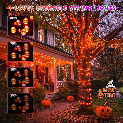JMEXSUSS 500 LED Halloween Lights Outdoor Orange and Purple with Remote | 173ft Color Changing Halloween String Lights, Waterproof Christmas Tree Lights Plug in for Yard Tree Indoor Decor