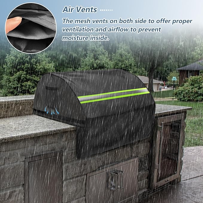 Built in Grill Cover for Viking Series 5 Burner 54 inch - Heavy Duty 600D Waterproof with Reflective Strips and Plush Lining,Protects The Built in Grill While Enhancing its Visual Appeal,Black