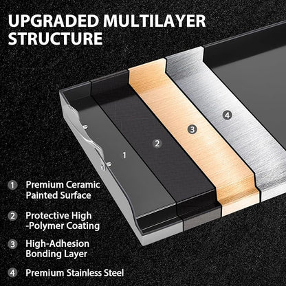 Utheer 25 x 16 Stainless Steel Griddle, Ceramic Nonstick for Gas Grill | Fits Gas Grill, Charcoal Grill and Stovetop; 25 x 16 Stainless Steel Griddle with Ceramic Nonstick Coating for Outdoor BBQ