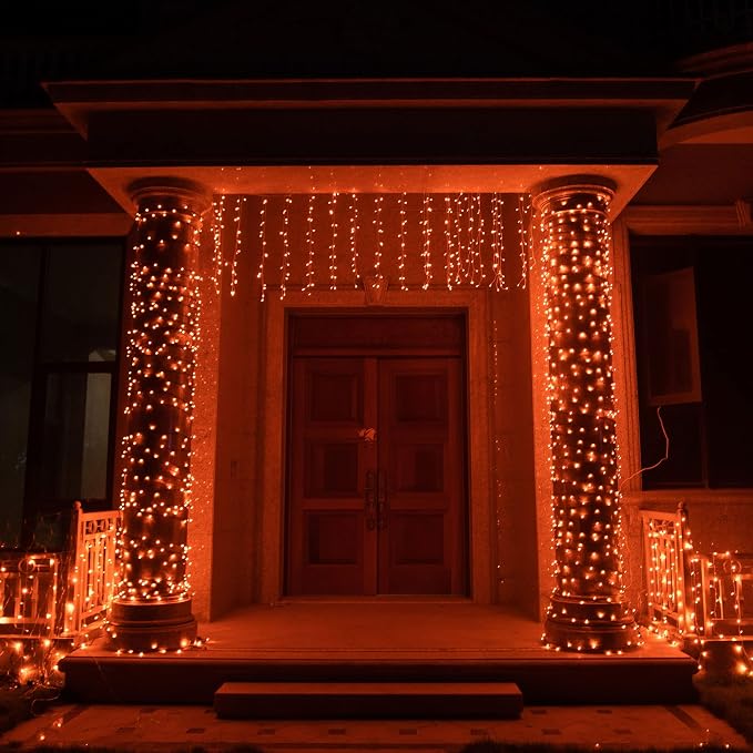 TW SHINE Halloween Lights, 400 LED 132FT Outdoor Halloween Lights Plug in with 8 Modes, Waterproof Light Outdoor, Indoor Decorations for Party Yard Haunted House Decor, Orange