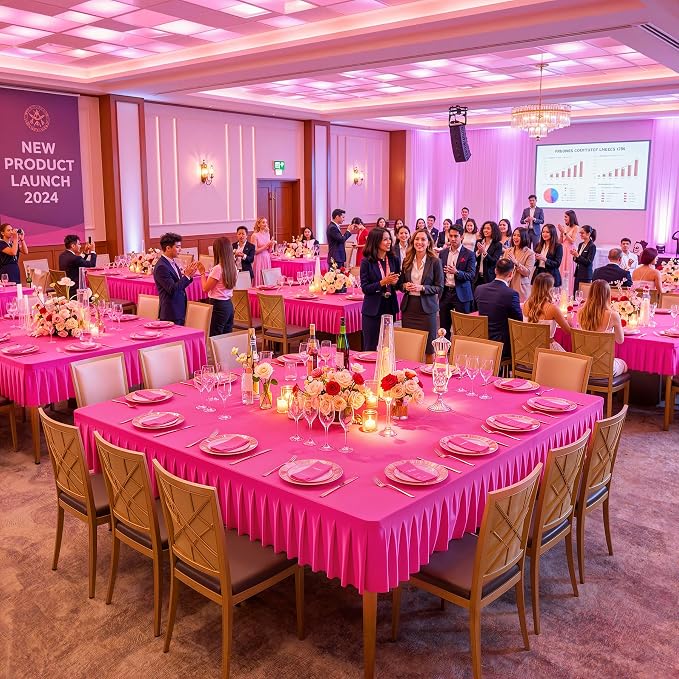 PARTISKY Hot Pink Spandex Square Tablecloths 54x54 Inch, Wrinkle Free Fitted Card Table Cloth Stretch Square Table Cover for Kitchen Dinner, Holiday Party, Wedding Banquet, Display Trade Show