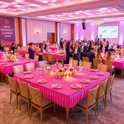 PARTISKY Hot Pink Spandex Square Tablecloths 54x54 Inch, Wrinkle Free Fitted Card Table Cloth Stretch Square Table Cover for Kitchen Dinner, Holiday Party, Wedding Banquet, Display Trade Show