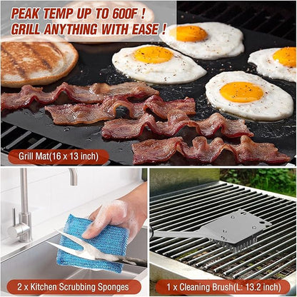 Grill Tools 122PCS Grilling Gifts for Men, for Fathers Day, Christmas, Grill Set BBQ Griddle for Outdoor Grill for Blackstone Weber Traeger Pit Boss Smoker Accessories