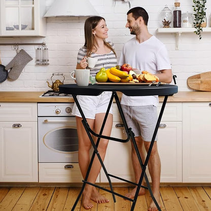 GUAGUA 32in Folding Cocktail Table, Bar Height, Round,High Top, Black | Portable plastic table with folding legs for parties, weddings, catering, and indoor or outdoor events.