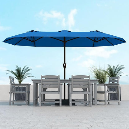 Kingdura 13ft Large Patio Umbrella with Base Included, Double-Sided Rectangle Outdoor Table Umbrella with 12 Reinforced Ribs, Crank Lift for Market Pool Deck Backyard, Royal blue