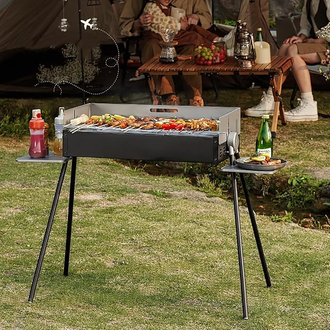 Charcoal Grills, Small Grill, Folding Barbecue Grill, Portable Grill, for Courtyard, Garden, Backyard, Picnic