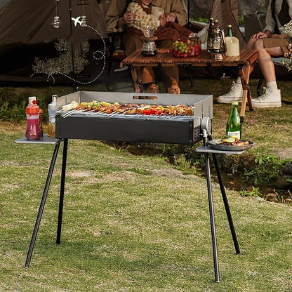 Charcoal Grills, Small Grill, Folding Barbecue Grill, Portable Grill, for Courtyard, Garden, Backyard, Picnic