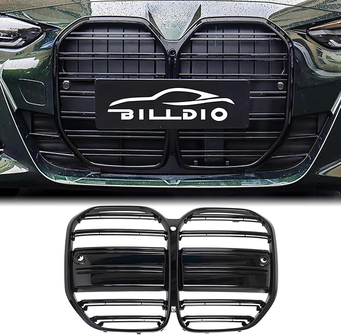 G22 Grille - Front Kidney Grille Double Slats Glossy Black Compatible with BMW 4 Series G22/G23 2021 2022 2023 2024 430i M440i ABS Gloss Black Kidney Grill
