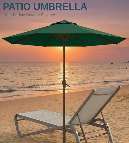 10FT Patio Umbrella, Outdoor Umbrella with Push Button Tilt and Crank, 8 Sturdy Ribs, UV Protection & Waterproof Market Umbrella for Pool, Backyard, Beach,Deck