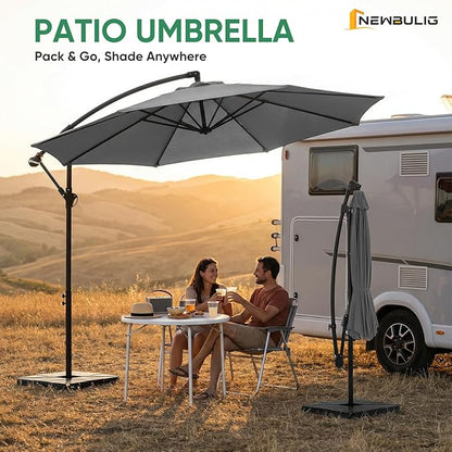 NEWBULIG 10FT Patio Umbrella, Offset Cantilever Outdoor Patio Table Umbrella, UV Protection, Fade Resistant Fabric, Easy Tilt Adjustment for Deck, Pool, Backyard, Garden