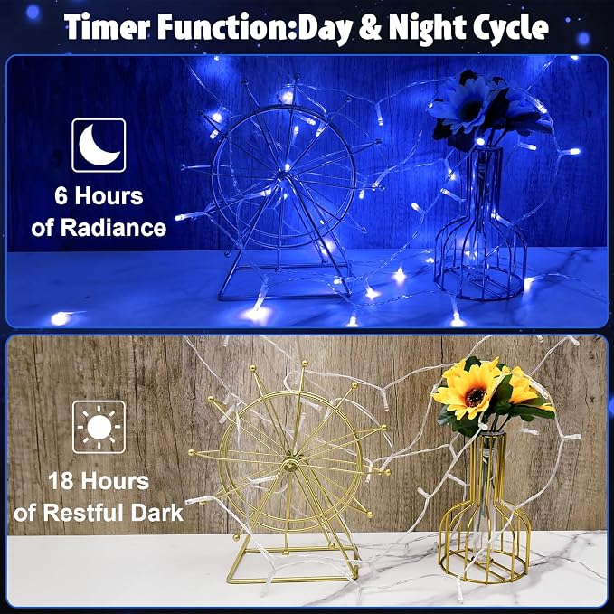 cshare String Lights Outdoor Waterproof 9.8ft 30 LED, Blue Fairy Lights Battery Operated with Timer Clear Wire for Indoor & Outdoor Christmas Halloween Decorations Garland Party Garden