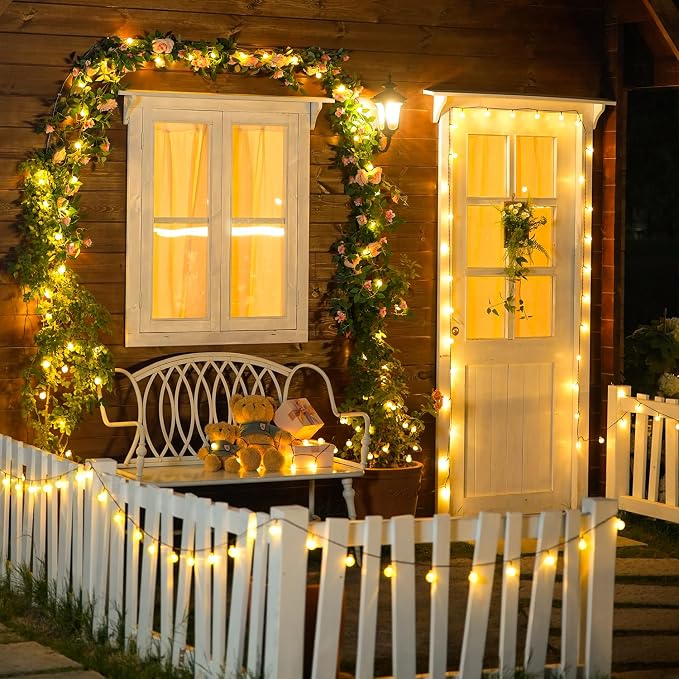 JMEXSUSS 2 Pack Solar String Lights Outdoor, 60 LED, Crystal Globe | Outdoor Waterproof, Warm White, 8 Modes Solar Christmas Lights for Garden Patio Yard Tree Party Christmas Decorations