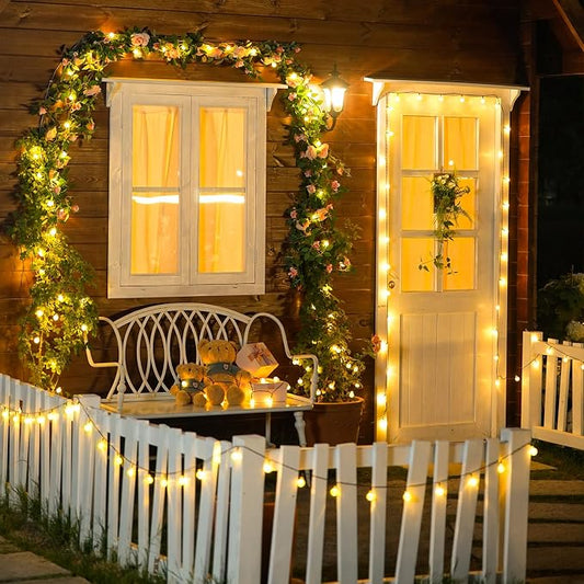 JMEXSUSS 2 Pack Solar String Lights Outdoor, 60 LED, Crystal Globe | Outdoor Waterproof, Warm White, 8 Modes Solar Christmas Lights for Garden Patio Yard Tree Party Christmas Decorations
