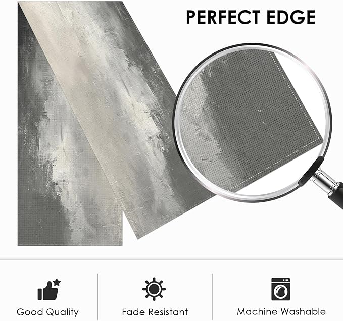 Emvency Modern Table Runner, Black and White Abstract Oil Painting for Kitchen Coffee Table Family Dinners Holiday Parties Wedding Events Decor(13x72 inch)