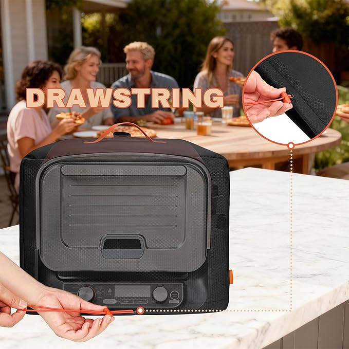 CROTIRAD Waterproof Dust Cover for Ninja Pizza Oven OO100 Series, Accessories for Ninja Woodfire Outdoor Pizza Oven with Drawstrings, UV-Resistant, Elastic Band, Hang Strap, Black