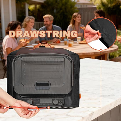 CROTIRAD Waterproof Dust Cover for Ninja Pizza Oven OO100 Series, Accessories for Ninja Woodfire Outdoor Pizza Oven with Drawstrings, UV-Resistant, Elastic Band, Hang Strap, Black