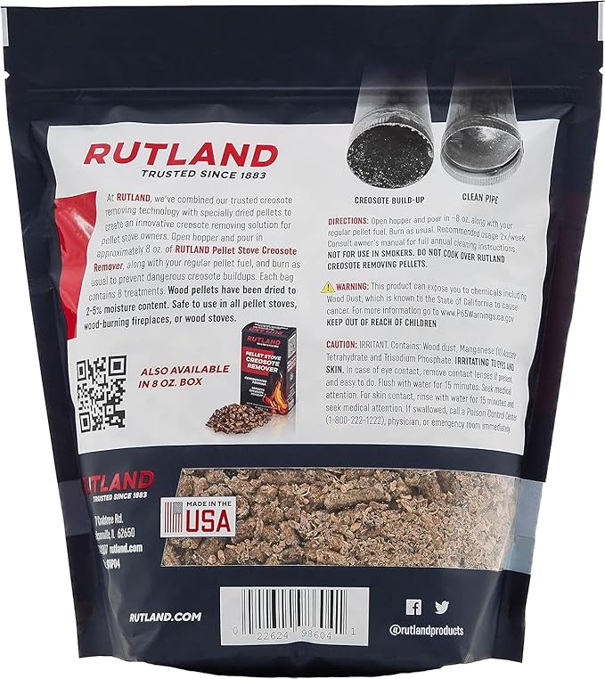 Rutland Products Pellet Stove Creosote Remover, Chimney & Flue Cleaning Wood Pellets, 4 Pound Bag