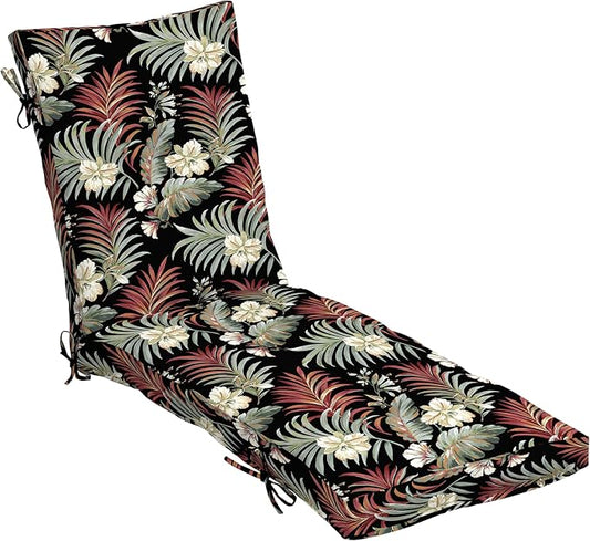 Arden Outdoor Plush Modern Tufted Chaise Cushion, 76 x 22, Rain-Proof, Fade Resistant, Tufted Cushion for Chaise Lounger Simone Black Tropical | Plush Comfort, Modern Tuft, Lounge Cushion, Rain-Proof, Fade Resistant, Mold and Mildew Resistant