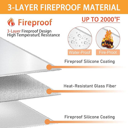 Heat Shield Behind Grill Silver Fireproof Cover and Screen Protect Deck Railing from Grill Heat Shield for Wood Stove, 3’x2’ Wall Protector for Fridge Waterproof BBQ Mat UV Resistant Privacy Screen