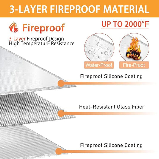 Heat Shield Behind Grill Silver Fireproof Cover and Screen Protect Deck Railing from Grill Heat Shield for Wood Stove, 3’x8’ Wall Protector for Fridge Waterproof BBQ Mat UV Resistant Privacy Screen