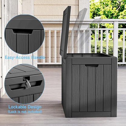 35 Gallon Lockable Outdoor Storage Box – Waterproof Resin Deck Box with Lid, Weatherproof Bin for Patio Furniture, Pool Supplies & Garden Tools (Black)