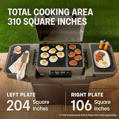TYTUS Tabletop Electric Grill & Griddle Combo with 318 Sq. In Cooking Area, Dual-Sided Aluminum Plates, up to 500F, LCD Display with 2 Temp Probes