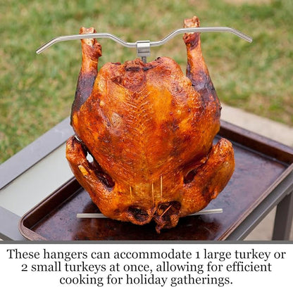 SiliFine 4 Pcs Turkey Hanger Hook 304 Stainless Steel Barrel Smoker Grill | Vertical Hanging Design for Poultry, Fits Smoker Grill Fryer, All Purpose Roasting Barbecue Setup, Easy Hooks