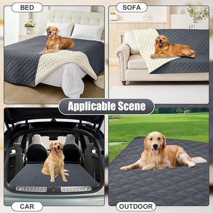 Smiry Waterproof Reversible Pet Couch Covers for Dogs | Pet Friendly, Soft Fabric, Washable Sofa Furniture Protector for Dogs Cat Kids, Checkered (30"x70", Dark Grey/Beige)
