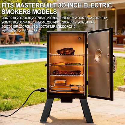 1500W Electric Heating Element for Smoker with Adjustable Thermostat Controller Cord Full Kit Compatible with Masterbuilt Electric Smoker Parts Smoker Heating Element Fits MB20070122 MB20071117