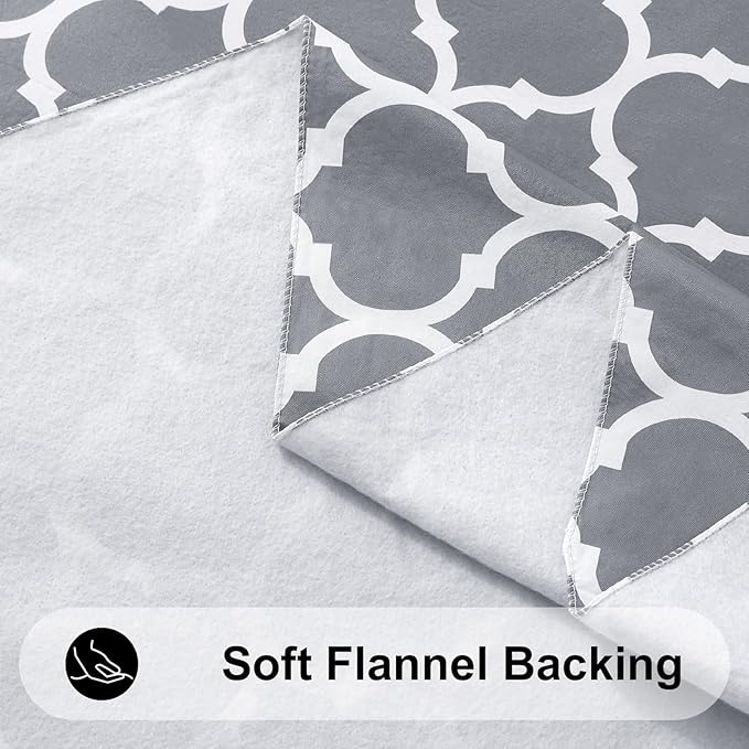 Smiry 2 Pack Rectangle Tablecloth, Wipeable Spillproof Vinyl Tablecloths with Flannel Backing for Rectangle Tables, Waterproof Plastic Tablecloth for Dining, Camping, and Indoor (60" x 120", Grey)