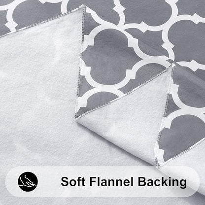 Smiry 2 Pack Rectangle Tablecloth, Wipeable Spillproof Vinyl Tablecloths with Flannel Backing for Rectangle Tables, Waterproof Plastic Tablecloth for Dining, Camping, and Indoor (60" x 120", Grey)