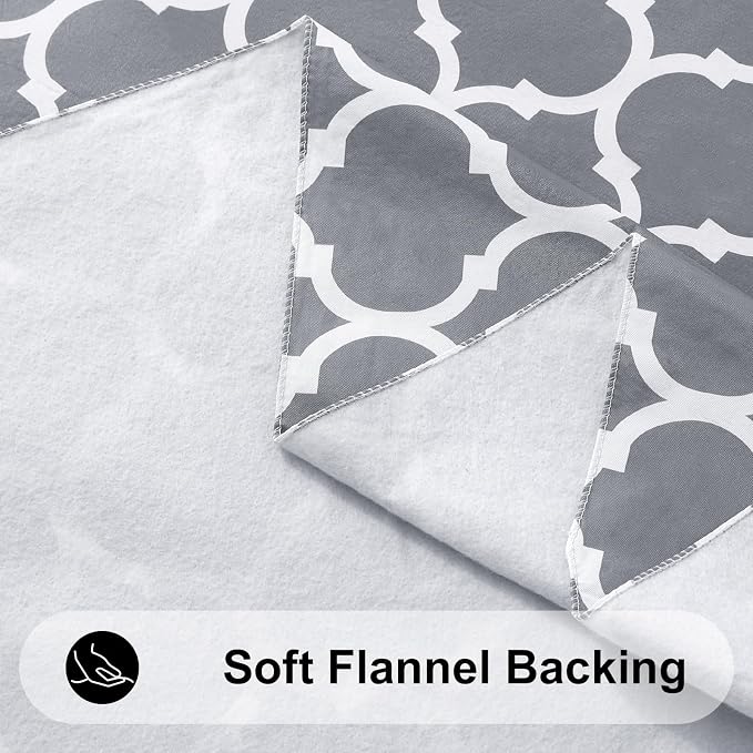 Smiry Oval Table Cloth, Waterproof Vinyl Tablecloths with Flannel Backing for Oval Tables, Wipeable Spillproof Plastic Tablecloth for Dining, Camping, Indoor and Outdoor (60"x84", Grey)